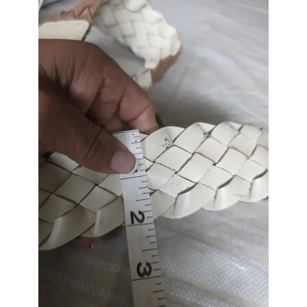 Banana Republic White Woven Briaded Genuine Leather Wide Belt Size Medium